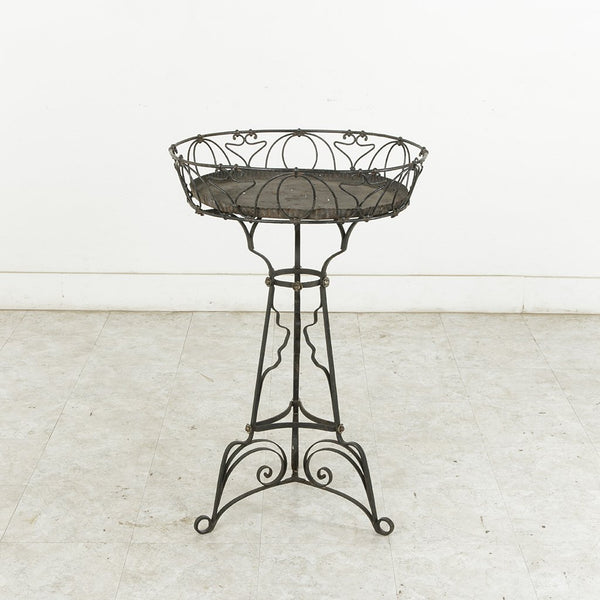 Vintage Art Nouveau Style French Cast Iron Outdoor Plant Stand, 1950s