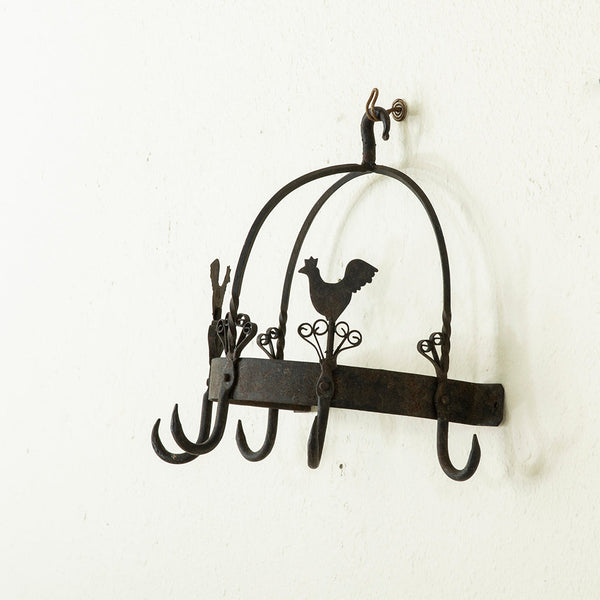 Pot Rack Hand Forged Wrought Iron Blacksmith Hammered Rivets Scroll-Design  Rustic Kitchen — VinTin™