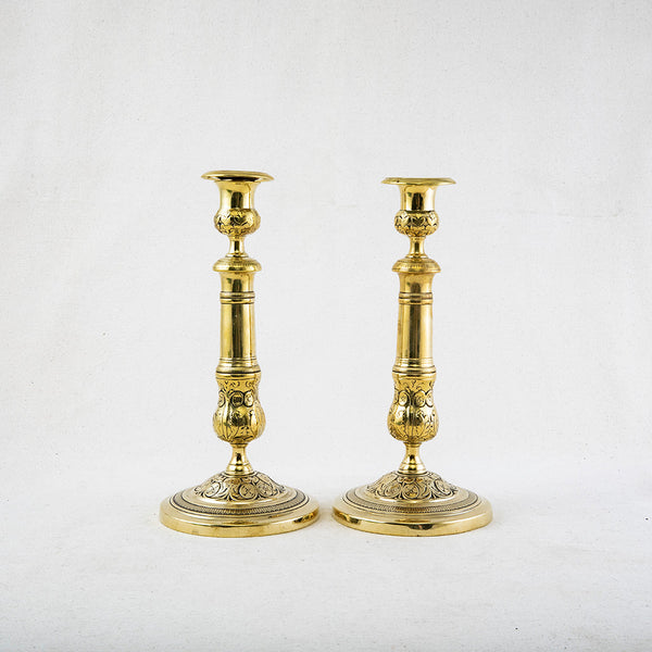 Vintage Solid Pair of Brass Decorative Candlesticks selling | Made in Italy