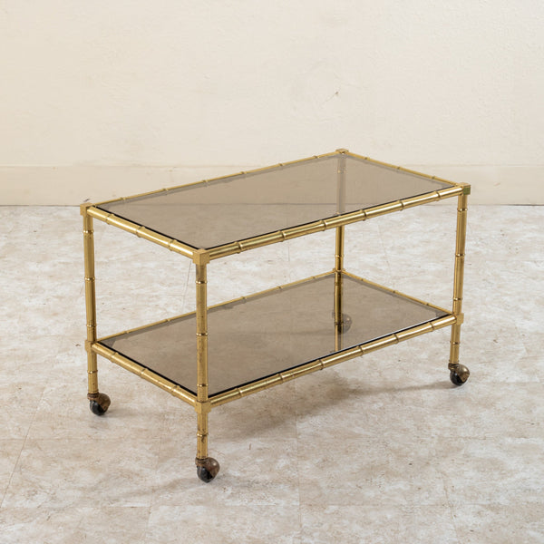 Faux Bamboo Brass and Glass Coffee Table - Naga Antiques