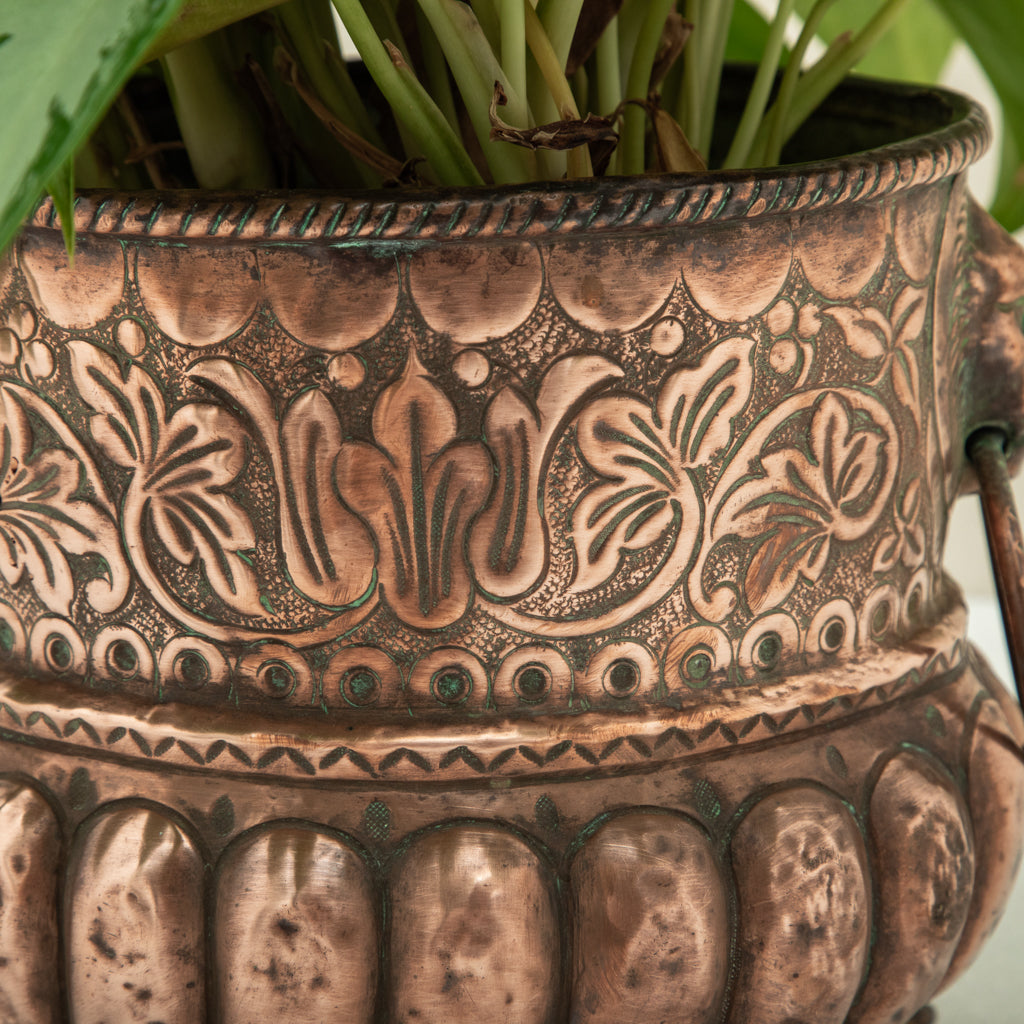 copper pot planter Copper Repousse Cachepot