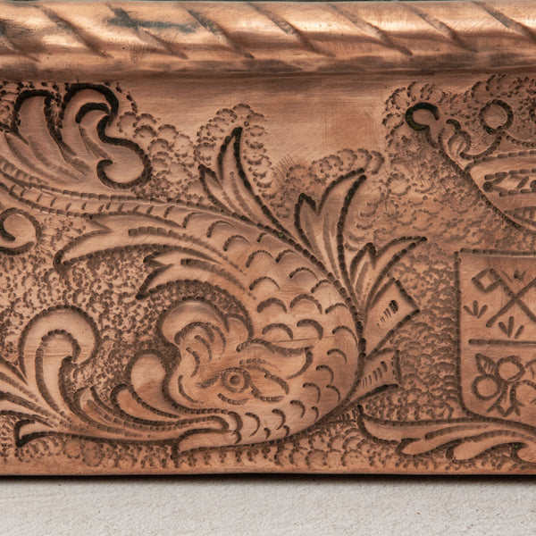 Copper Repousse Fish Pot