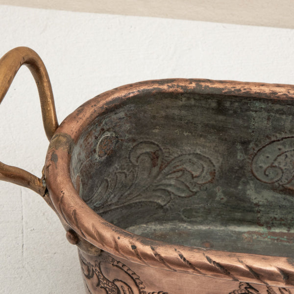 Copper Repousse Fish Pot
