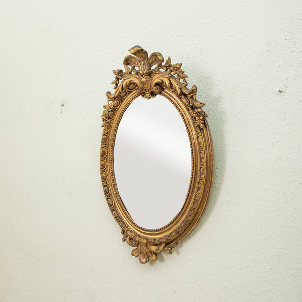 Gilt Wood Oval Mirror