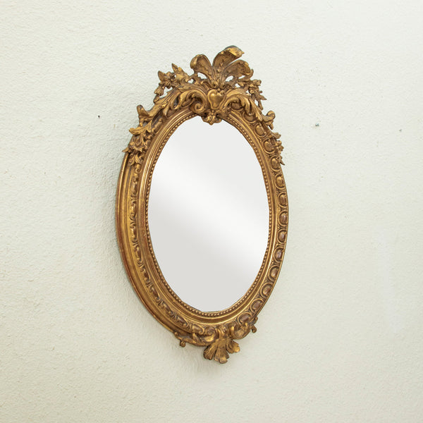 Gilt Wood Oval Mirror