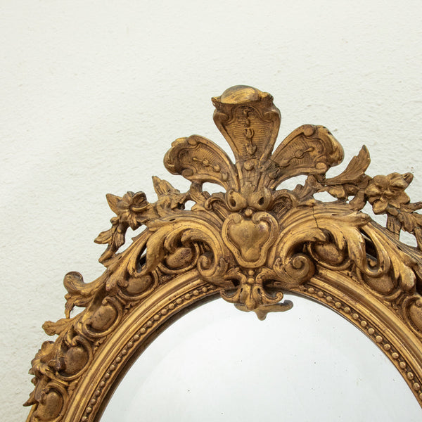 Gilt Wood Oval Mirror