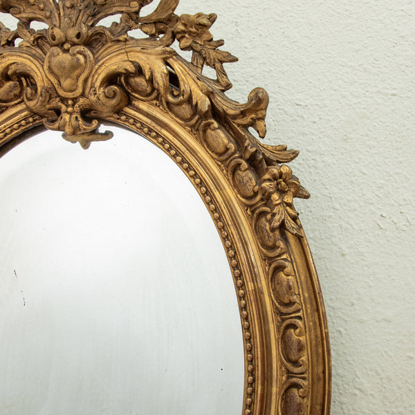 Gilt Wood Oval Mirror