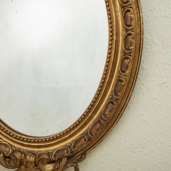 Gilt Wood Oval Mirror