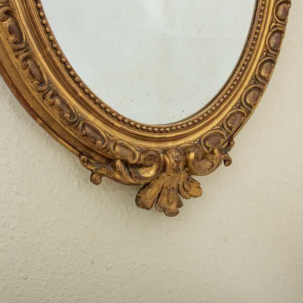 Gilt Wood Oval Mirror