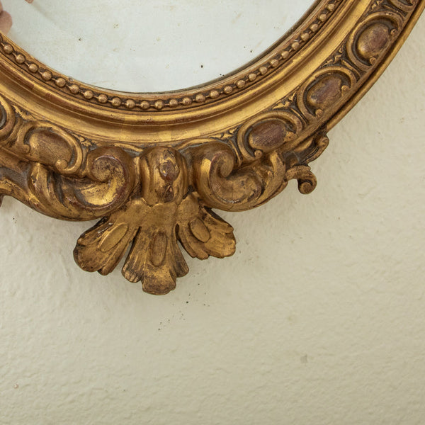 Gilt Wood Oval Mirror