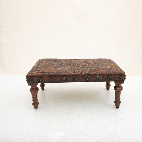 Walnut and Leather Footstool