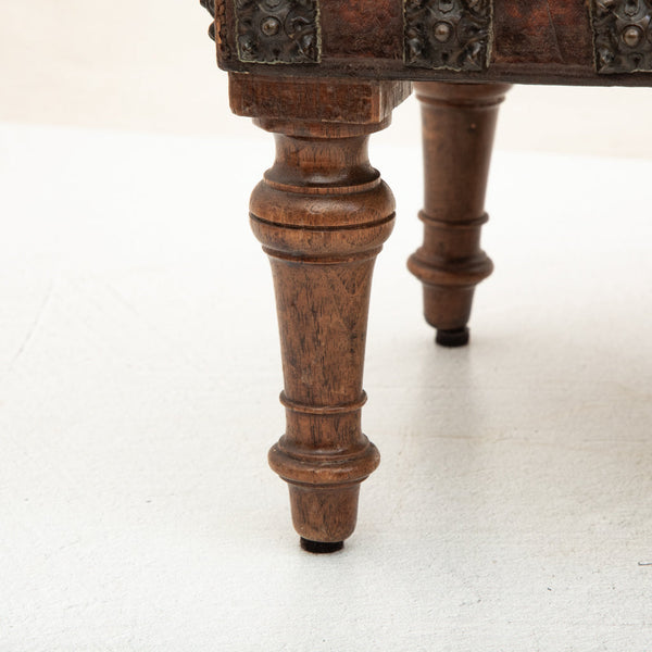 Walnut and Leather Footstool