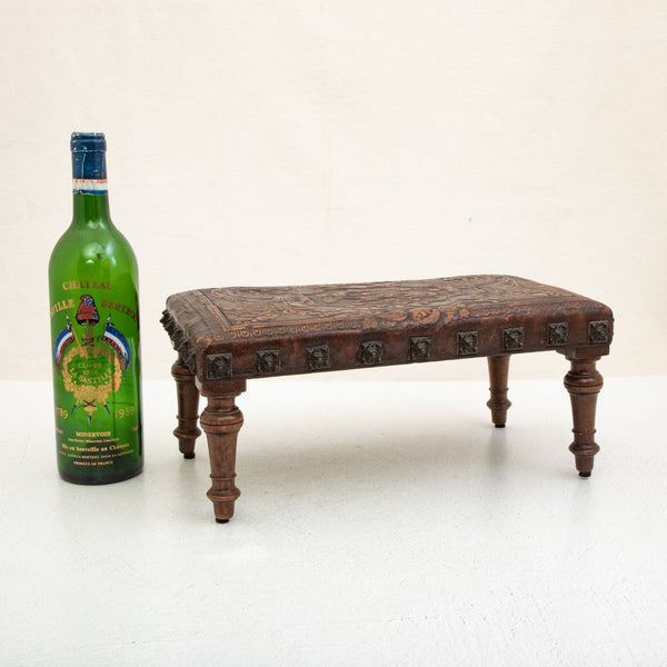 Walnut and Leather Footstool