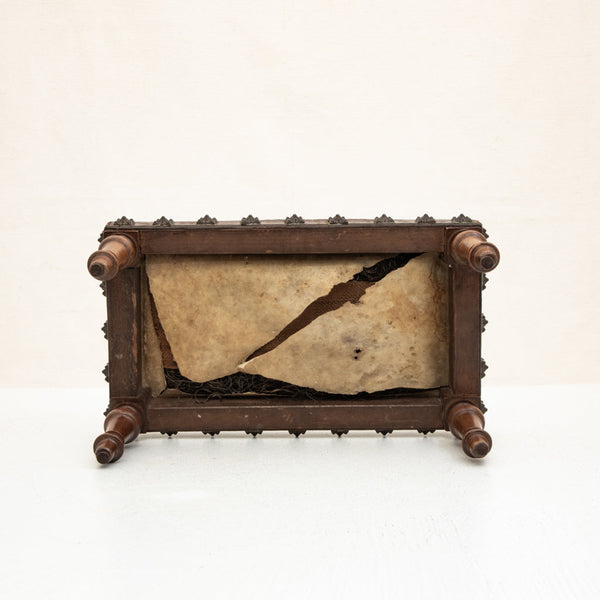 Walnut and Leather Footstool