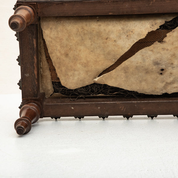 Walnut and Leather Footstool