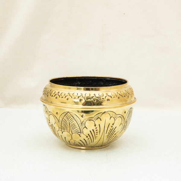 Brass Repousse Cachepot