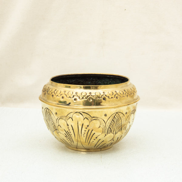 Brass Repousse Cachepot