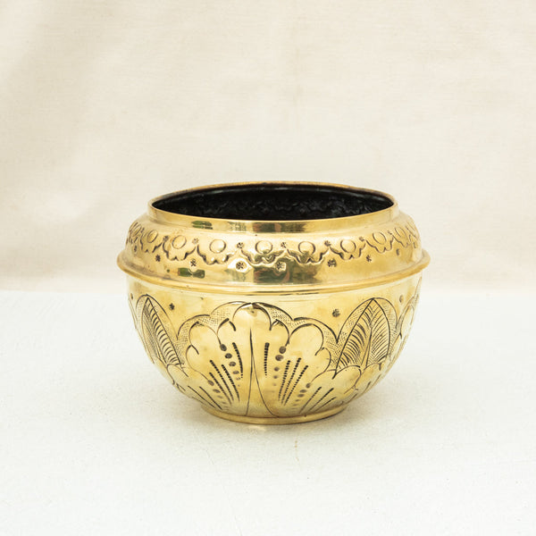 Brass Repousse Cachepot
