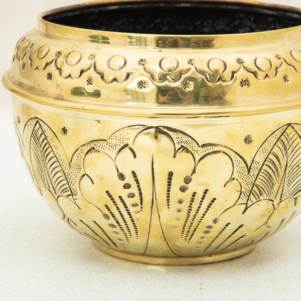 Brass Repousse Cachepot