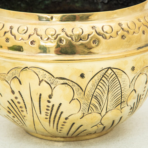 Brass Repousse Cachepot