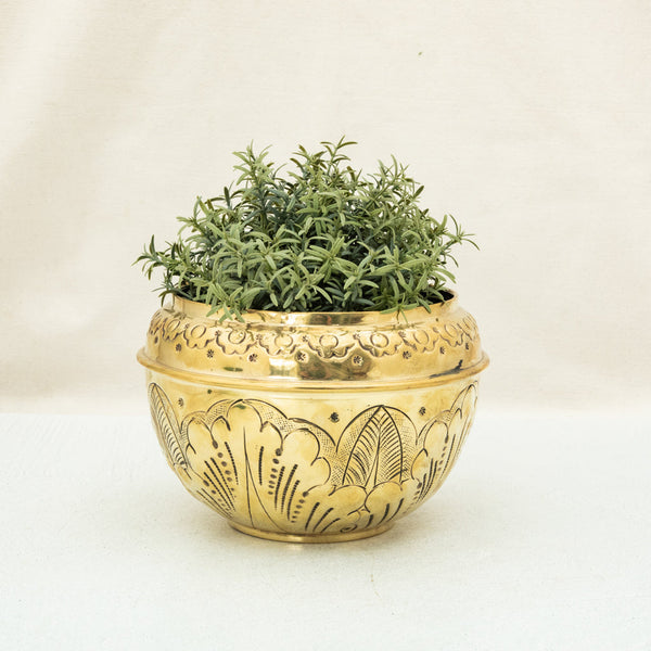 Brass Repousse Cachepot