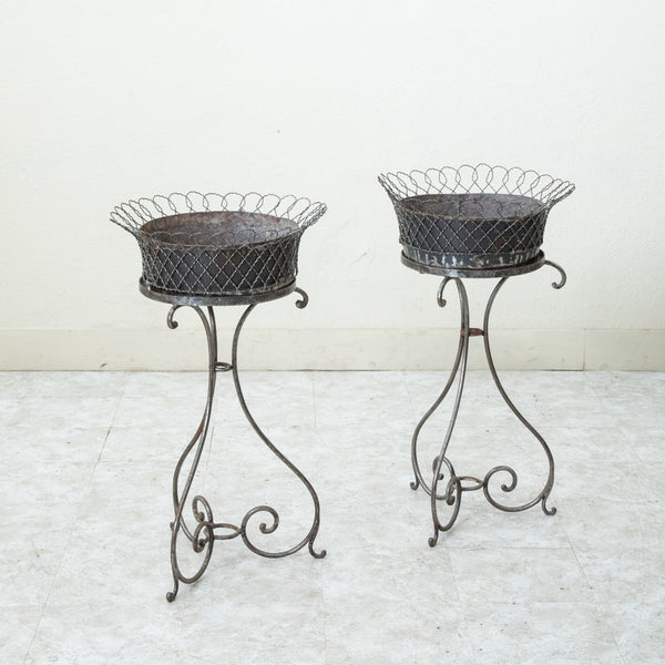 Pair of Iron Jardinieres