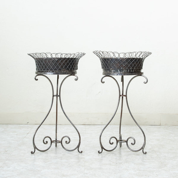 Pair of Iron Jardinieres