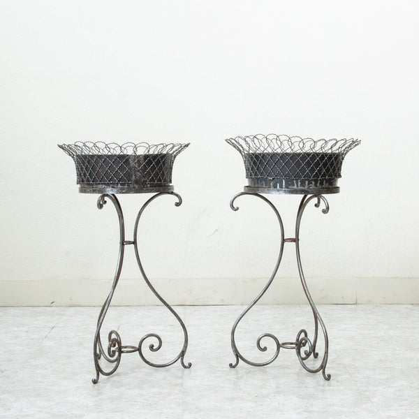 Pair of Iron Jardinieres