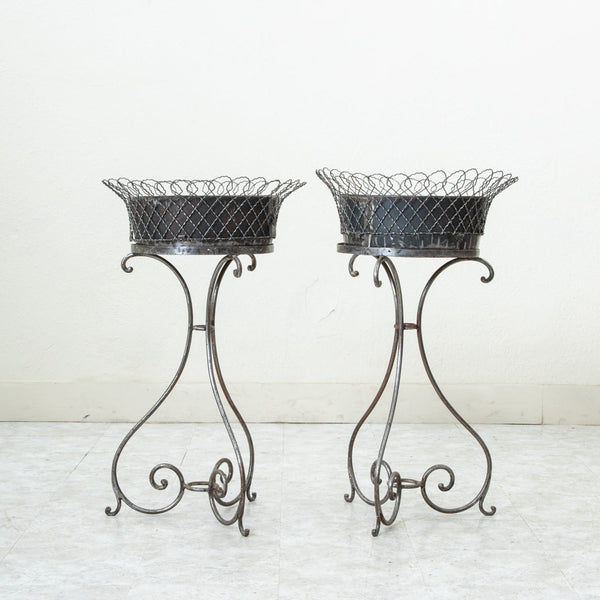 Pair of Iron Jardinieres