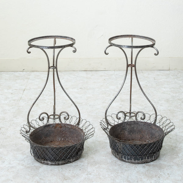 Pair of Iron Jardinieres