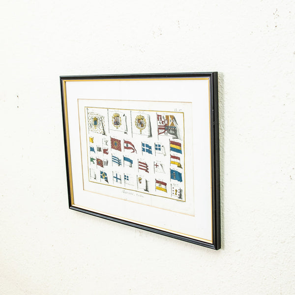 Framed Engraving of Flags