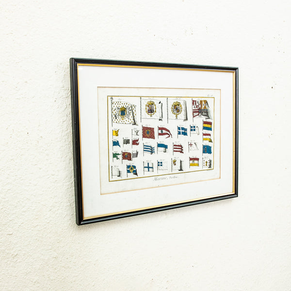 Framed Engraving of Flags