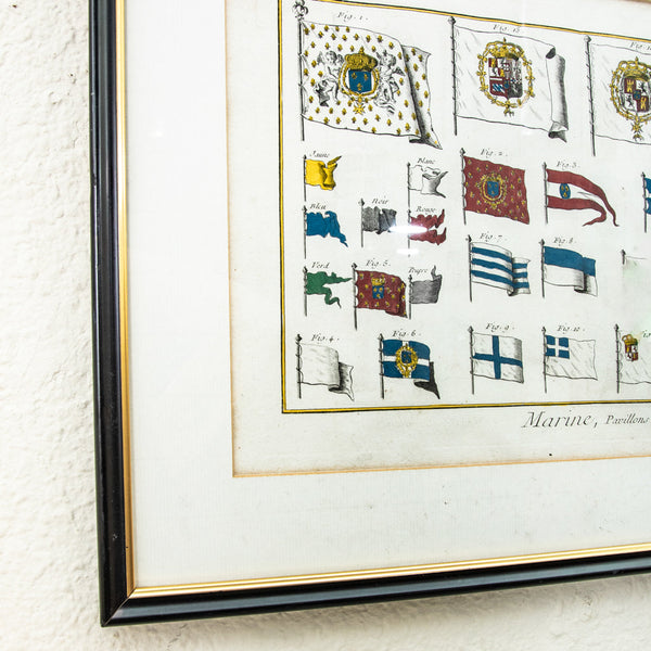 Framed Engraving of Flags