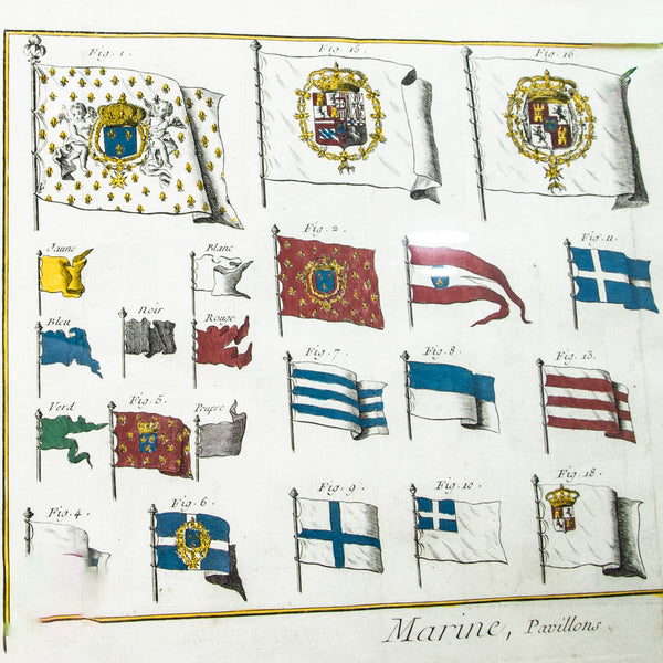 Framed Engraving of Flags