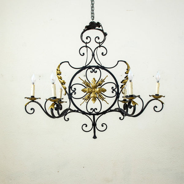 Iron and Gilded Chandelier
