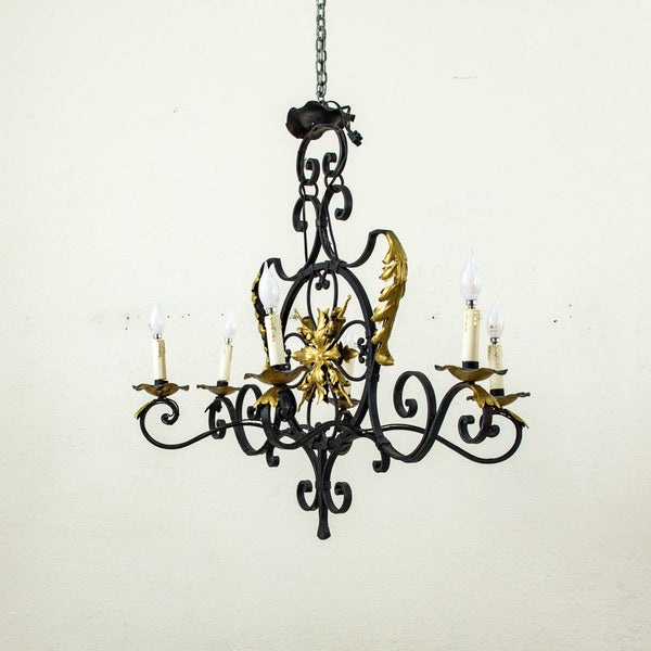 Iron and Gilded Chandelier
