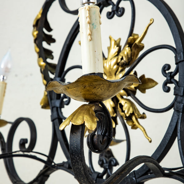Iron and Gilded Chandelier