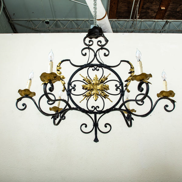 Iron and Gilded Chandelier