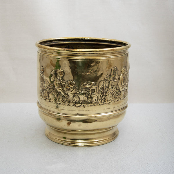 Brass Repousse Cachepot