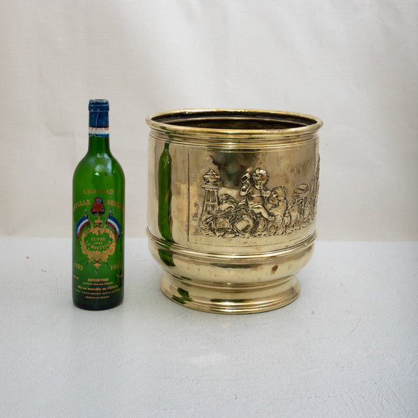 Brass Repousse Cachepot