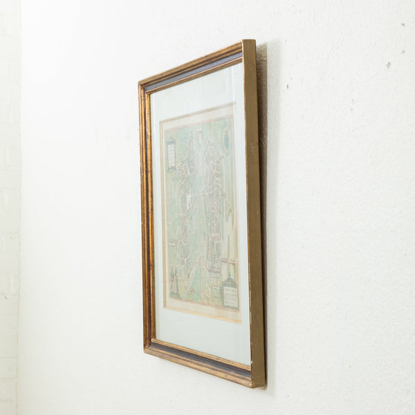 Framed Lithograph Map