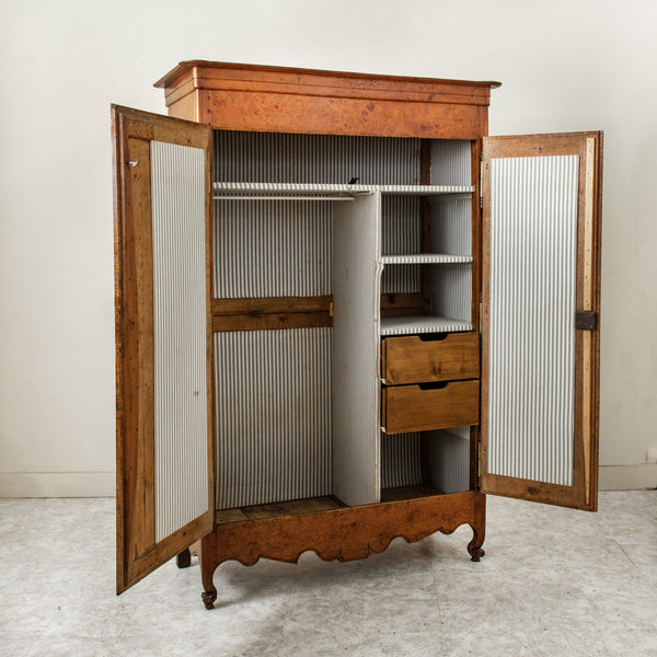 19th Century Burl Elm Armoire