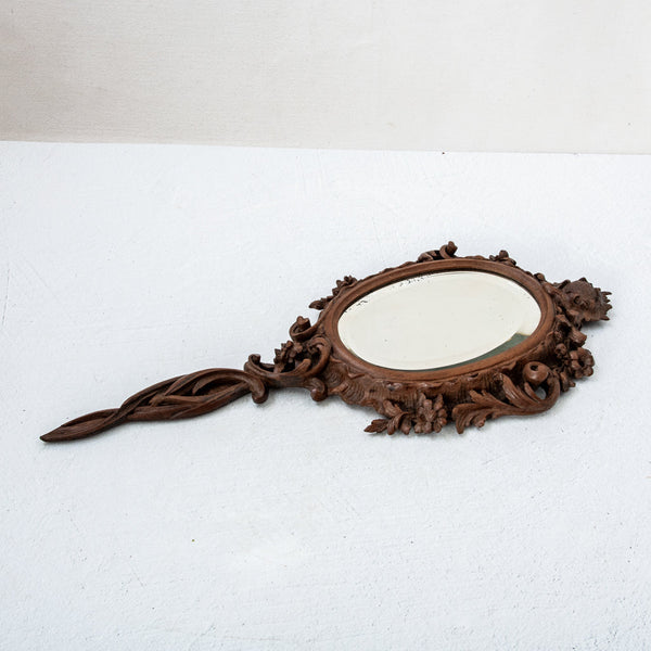 Hand Carved Hand Mirror