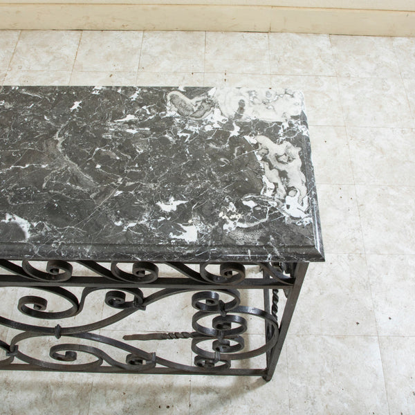 Iron and Marble Console Table
