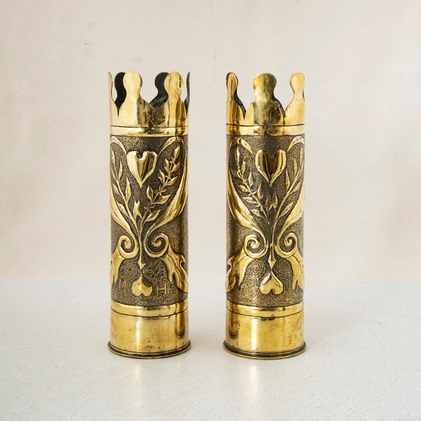 Pair of Trench Art Vases