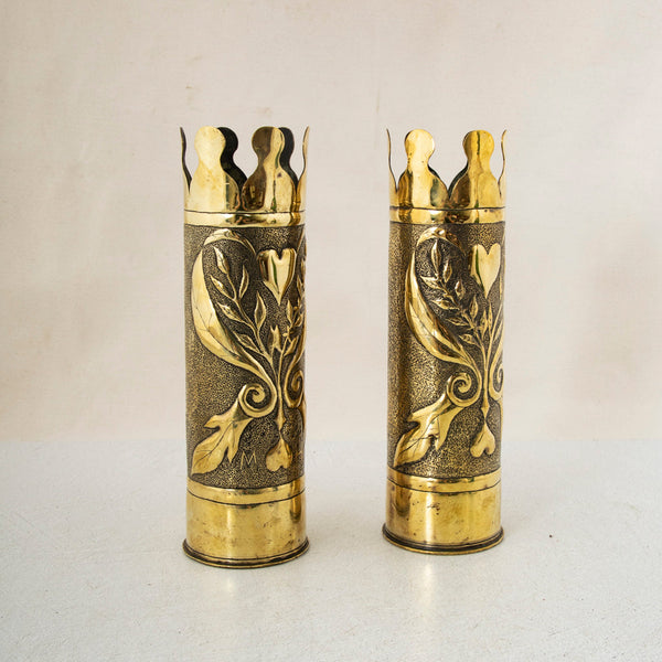 Pair of Trench Art Vases