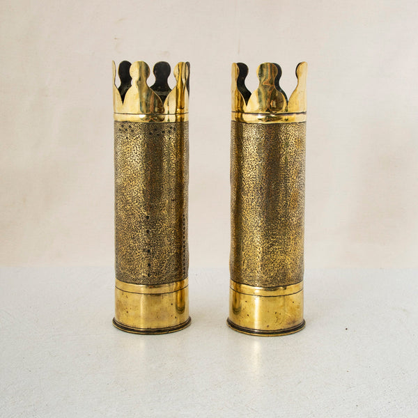Pair of Trench Art Vases