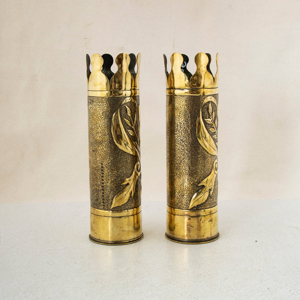 Pair of Trench Art Vases