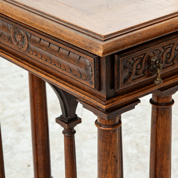 Hand Carved Walnut Side Table