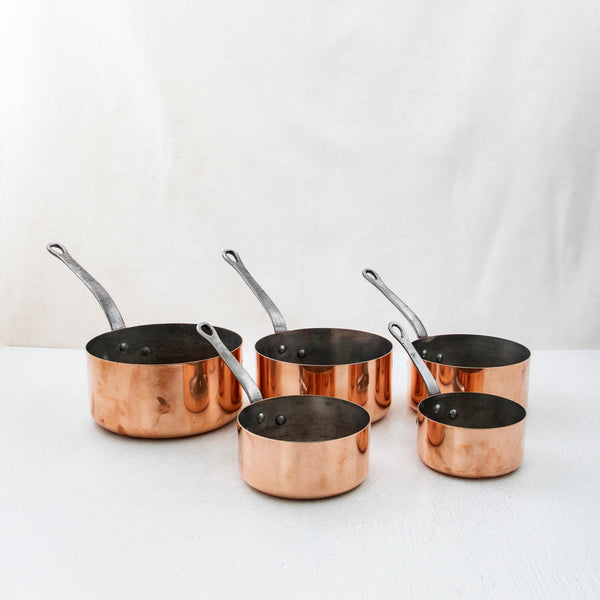 Set of Five Copper Pots
